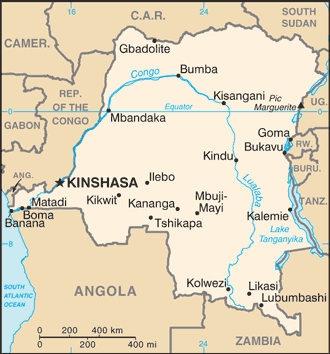 Map of Congo DR